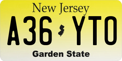 NJ license plate A36YTO