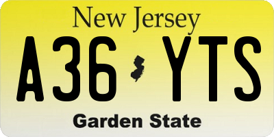 NJ license plate A36YTS