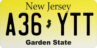 NJ license plate A36YTT