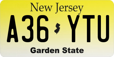 NJ license plate A36YTU