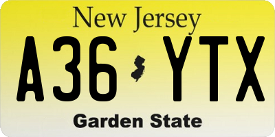 NJ license plate A36YTX