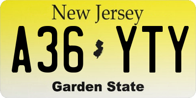 NJ license plate A36YTY