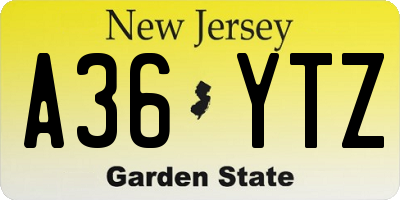 NJ license plate A36YTZ