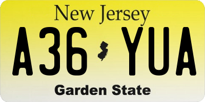 NJ license plate A36YUA
