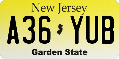 NJ license plate A36YUB