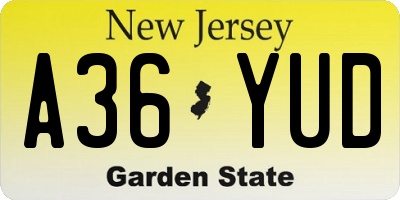 NJ license plate A36YUD