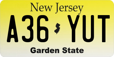 NJ license plate A36YUT