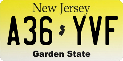 NJ license plate A36YVF