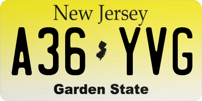 NJ license plate A36YVG