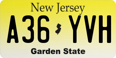 NJ license plate A36YVH