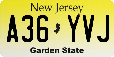 NJ license plate A36YVJ