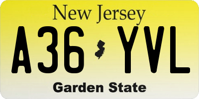 NJ license plate A36YVL
