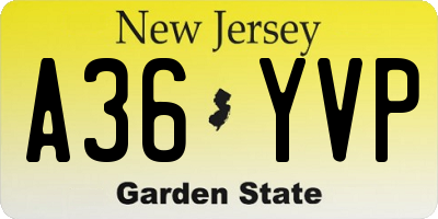 NJ license plate A36YVP