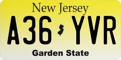 NJ license plate A36YVR