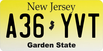NJ license plate A36YVT
