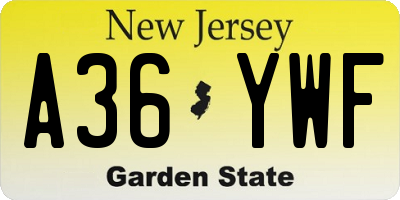 NJ license plate A36YWF