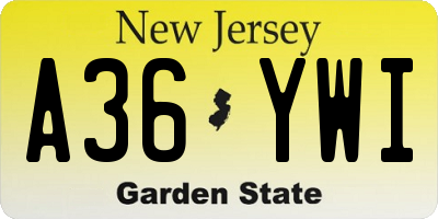 NJ license plate A36YWI