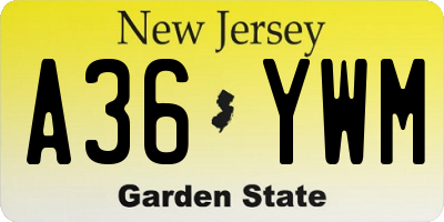 NJ license plate A36YWM