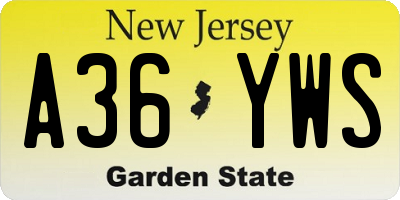 NJ license plate A36YWS