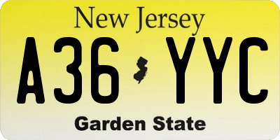 NJ license plate A36YYC