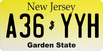 NJ license plate A36YYH