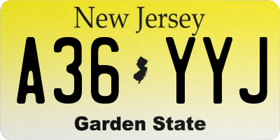 NJ license plate A36YYJ