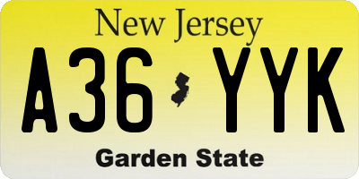 NJ license plate A36YYK