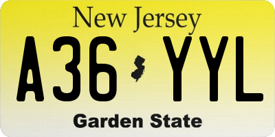 NJ license plate A36YYL