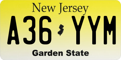 NJ license plate A36YYM