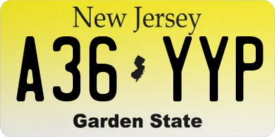 NJ license plate A36YYP