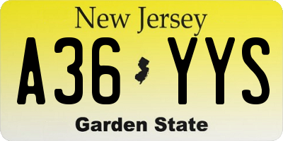 NJ license plate A36YYS