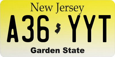 NJ license plate A36YYT