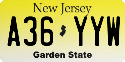 NJ license plate A36YYW