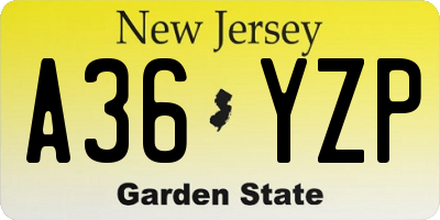 NJ license plate A36YZP