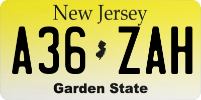 NJ license plate A36ZAH