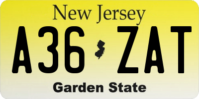 NJ license plate A36ZAT