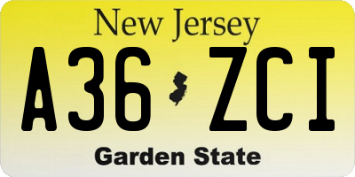 NJ license plate A36ZCI