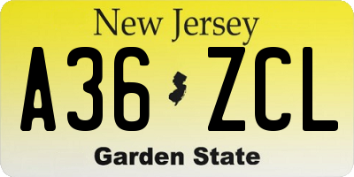 NJ license plate A36ZCL