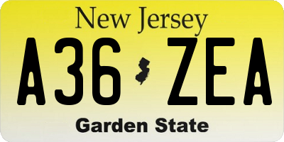 NJ license plate A36ZEA
