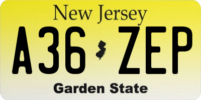 NJ license plate A36ZEP