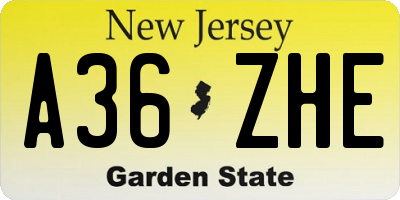 NJ license plate A36ZHE