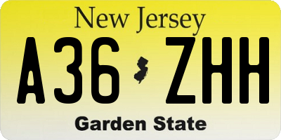 NJ license plate A36ZHH