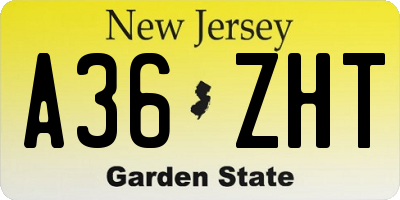NJ license plate A36ZHT