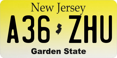 NJ license plate A36ZHU