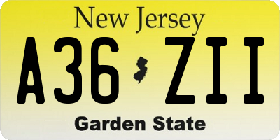 NJ license plate A36ZII