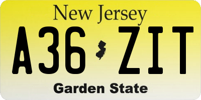 NJ license plate A36ZIT