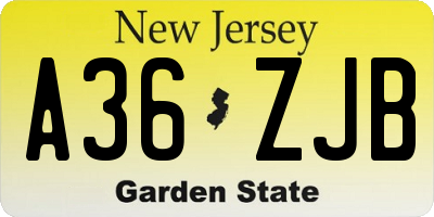NJ license plate A36ZJB