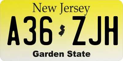 NJ license plate A36ZJH