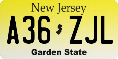 NJ license plate A36ZJL