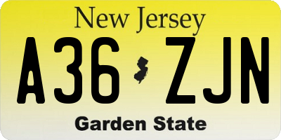 NJ license plate A36ZJN